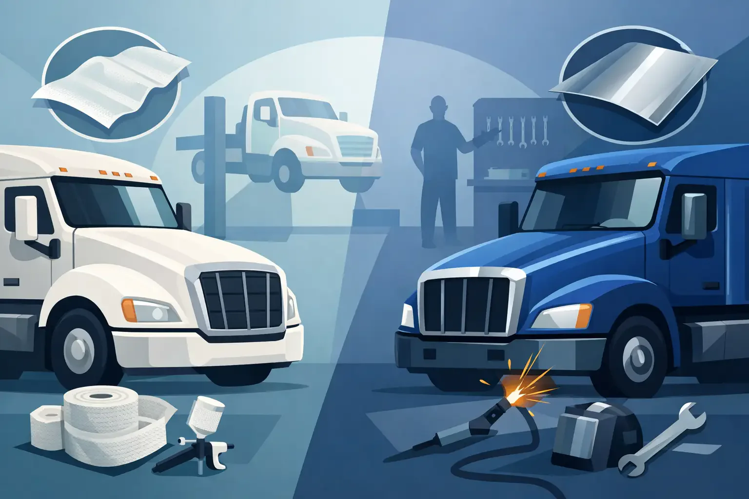 Fiberglass Versus Steel Truck Hoods for Commercial Repairs