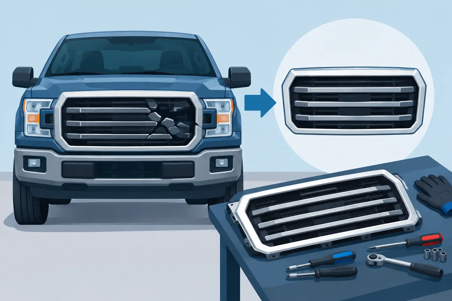 How to Replace a Damaged Truck Grille Correctly